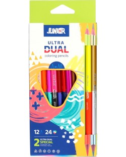 Χρωματιστά μολύβια διπλής όψης Junior - Ultra Dual, 12 τεμαχίων