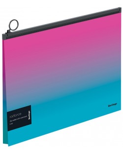 Πλαστική θήκη με φερμουάρ Berlingo Radiance - A4, ροζ και μπλε