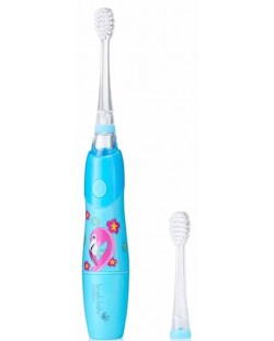 Ηλεκτρική οδοντόβουρτσα Brush Baby - Kidzsonic,Flamingo, με μπαταρίες και 2 άκρες