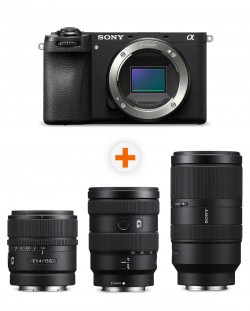 Φωτογραφική μηχανή Sony - Alpha A6700, Black + Φακός Sony - E, 15mm, f/1.4 G + Φακός Sony - E, 16-55mm, f/2.8 G + Φακός Sony - E, 70-350mm, f/4.5-6.3 G OSS