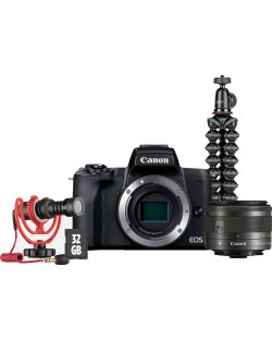 Φωτογραφική μηχανή Canon - EOS M50 Mark II, μαύρο+ Vlogger KIT
