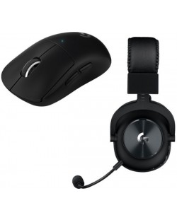 Ακουστικά gaming και ποντίκι Logitech - PRO X, ασύρματο, μαύρο