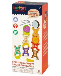 Σετ παιχνιδιού Battat - Ξύλινες πολύχρωμες μαϊμούδες 