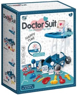 Σετ παιχνιδιού Raya Toys - Ιατρείο με καροτσάκι, 17 τεμάχια