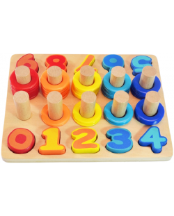 Σετ παιχνιδιού Acool Toy - Ξύλινος πίνακας με αριθμούς και κρίκους