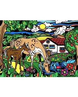 Εικόνα χρωματισμού ColorVelvet - Άλογα, 47 х 35 cm