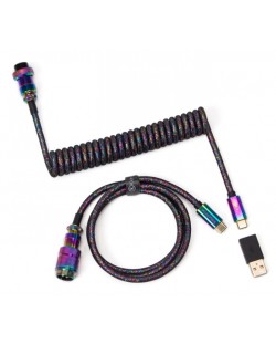 Καλώδιο πληκτρολογίου Keychron - Premium Rainbow Plated Black, USB-C/USB-C, μαύρο