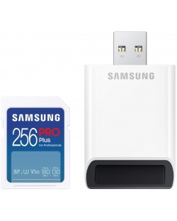 Κάρτα μνήμης Samsung - PRO Plus, 256GB, SDXC + USB αναγνώστης