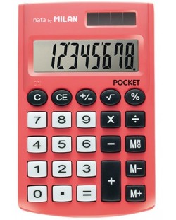Αριθμομηχανή Milan - Pocket, 8 ψηφία, κόκκινο