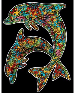 Εικόνα χρωματισμού ColorVelvet - Δελφίνια, 29.7 х 21 cm