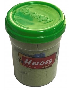 Kινητική άμμο Heroes - Με καπάκι με φιγούρα, πράσινη, 200 γρ
