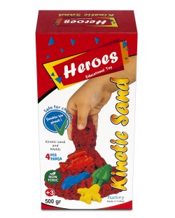 Κινητική άμμος σε κουτί Heroes - Κόκκινο χρώμα,  με 4 φιγούρες