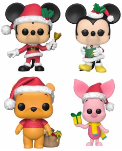 Σετ φιγούρες  Funko POP! Disney: Mickey Mouse - Mickey Mouse, Minnie Mouse, Winnie The Pooh, Piglet (Flocked) (Special Edition)