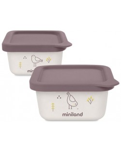 Δοχεία τροφίμων Miniland - Eco Friendly, 2 х 400 ml,πουλί