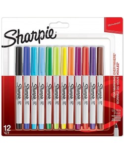 Σετ μόνιμων μαρκαδόρων Sharpie - Ultra Fine, 12 χρώματα