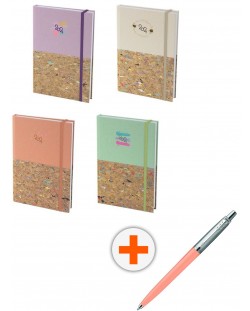 Σετ ημερολόγιο - σημειωματάριο Spree - Pastel Pop, με στυλό Parker Royal Jotter Originals Glam Rock, ροζ