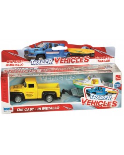 Σετ RS Toys - vintage pickup φορτηγό με βάρκα ή τροχόσπιτο, 1:48, ποικιλία