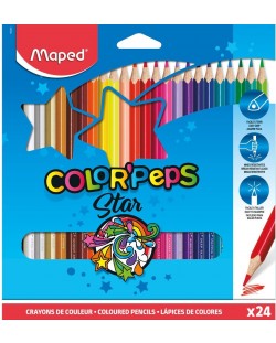 Σετ χρωματιστά μολύβια Maped Color Peps - Star, 24 χρώματα