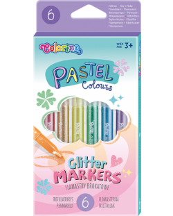 Σετ μαρκαδόρων Colorino Pastel - 6 χρώματα με μπροκάρ
