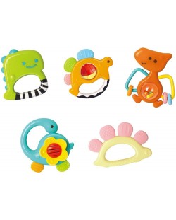 Σετ παιδικές κουδουνίστρες Hola Toys -Δεινόσαυροι, 5 τεμάχια