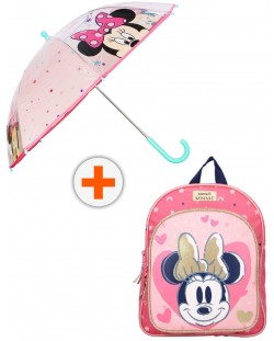 Σετ νηπιαγωγείου Vadobag Minnie Mouse - Σακίδιο πλάτης και ομπρέλα, Little Precious
