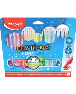 Σετ μαρκαδόροι Maped Color Peps - Long Life, 18 χρώματα