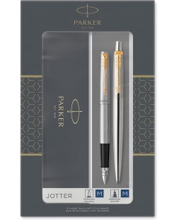 Σετ πένα Parker Jotter Stainless Steel -  Με στυλό, επίχρυσο