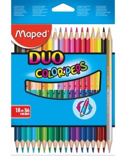 Σετ χρωματιστά μολύβια Maped Color Peps - Duo, 18 τεμάχια, 36 χρώματα