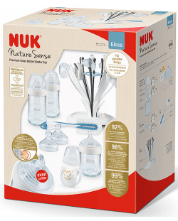Σετ γυάλινα μπιμπερό Nuk Nature Sense Temperature Control - Premium Softer, 8 μέρη