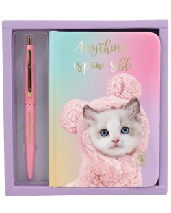 Σετ σημειωματάριο με στυλό  Studio Pets - Mousey το γατάκι, με  κουτί