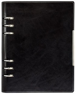 Δερμάτινο σημειωματάριο-ατζέντα Lemax Novaskin - Α5, μαύρο, με κρίκους και μηχανισμό