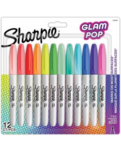 Σετ μόνιμων μαρκαδόρων Sharpie Glam Pop - F, 12 χρώματα