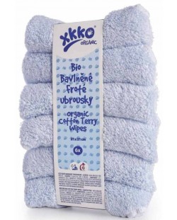 Σετ βαμβακερές πετσέτες  Xkko - Baby Blue, 21 х 21 cm,6 τεμάχια