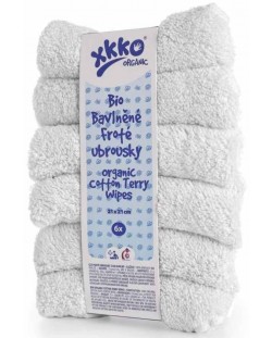 Σετ βαμβακερές πετσέτες   Xkko - White, 21 х 21 cm,6 τεμάχια