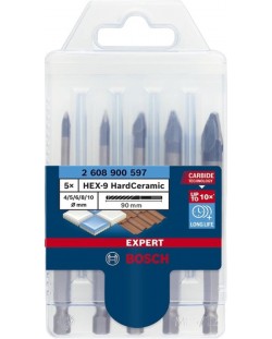 Σετ τρυπανιού Bosch - Expert, HEX-9 HardCeramic, 5 εξαρτήματα, 9 x Ø5 mm