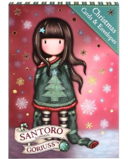 Ευχετήριες κάρτες χριστουγεννιάτικες Santoro Gorjuss - Cosy, 8 τεμάχια
