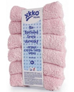 Σετ βαμβακερές πετσέτες Xkko - Baby Pink, 21 х 21 cm,6 τεμάχια