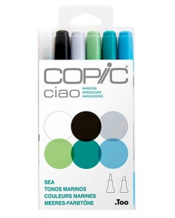 Σετ μαρκαδόρων Too Copic Ciao - Marine Tones, 6 Χρώματα