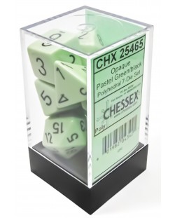 Σετ ζάρια Chessex Opaque Pastel - Green/black Polyhedral, 7 τεμάχια