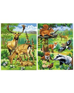 Δημιουργικό σετ ζωγραφικής KSG Crafts - Δύο πίνακες, Άγρια ζώα
