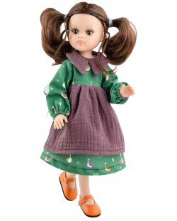 Κούκλα  Paola Reina Amigas - Noelia Articulada, με πράσινο φόρεμα με πάπιες, 32 εκ