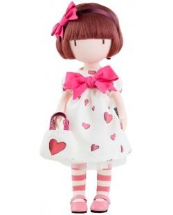 Κούκλα Paola Reina Santoro Gorjuss - Little Heart, με φόρεμα με καρδούλες, 32 εκ