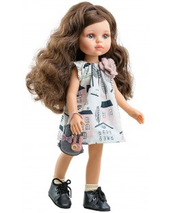 Κούκλα Paola Reina Amigas -Η Carol, με κοντό φόρεμα με σπιτάκια ,32 cm