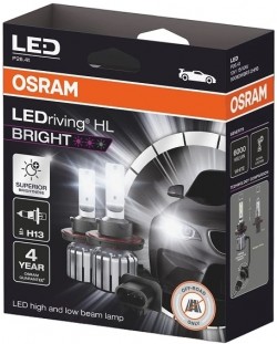LED Λάμπες αυτοκινήτου Osram - LEDriving, HL Bright, H13, 15/10W, 2 τεμάχια