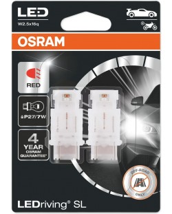 LED Λάμπες αυτοκινήτου Osram - LEDriving, SL, Red, P27/7W, 1.7W, 2 τεμάχια, κόκκινο