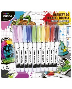 Μαρκαδόροι Kidea - για υφάσματα, 10 χρώματα