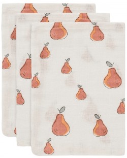Πετσέτες μουσελίνας Jollein - Pear, 15 x 20 cm, 3 τεμάχια