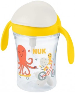 Κύπελλο που δεν χύνεται με καλαμάκι NUK - Motion Cup, 230 ml, κίτρινο