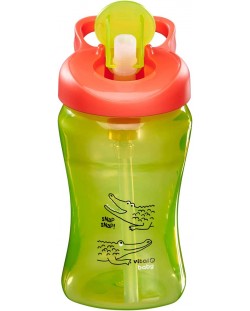 Μπουκάλι που δε χύνεται  με καλαμάκι  Vital Baby -12+ μηνών, 340 ml, πράσινο