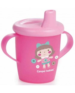 Κύπελλο που δεν στάζει με σκληρό άκρο Canpol - Toys, 250 ml,ροζ
